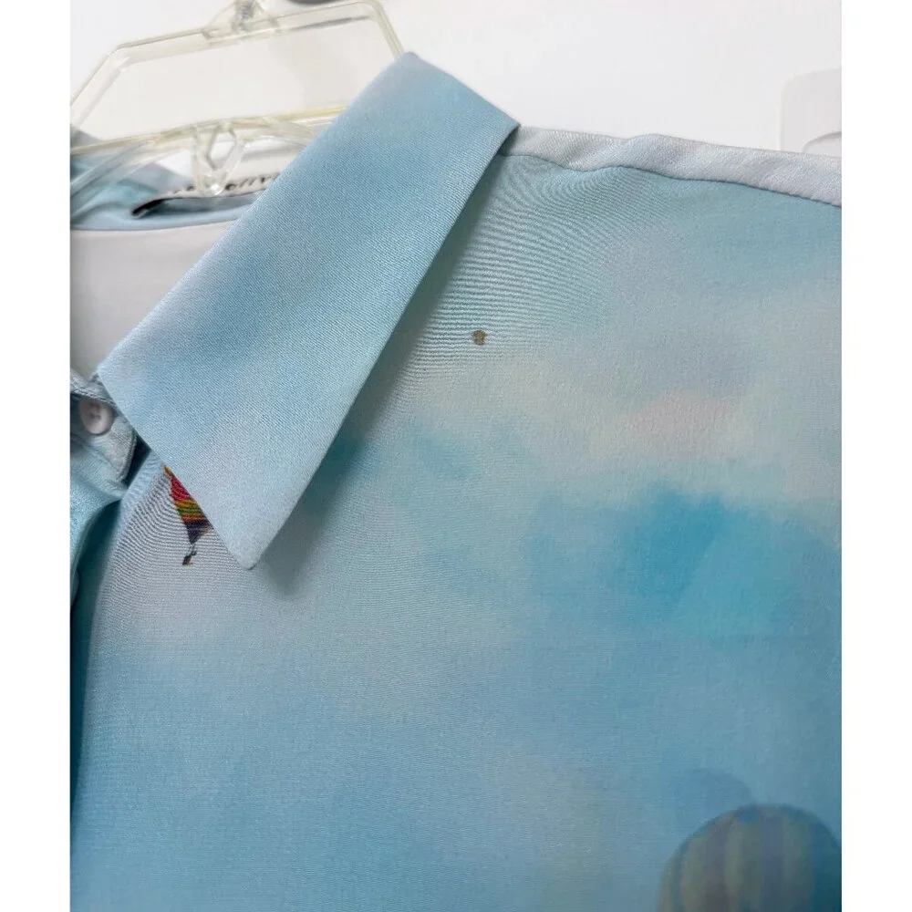 Alice + Olivia Willa Eiffel Tower Emily in Paris Shirt Blouse Silk Floral XS - Picture 5 of 16